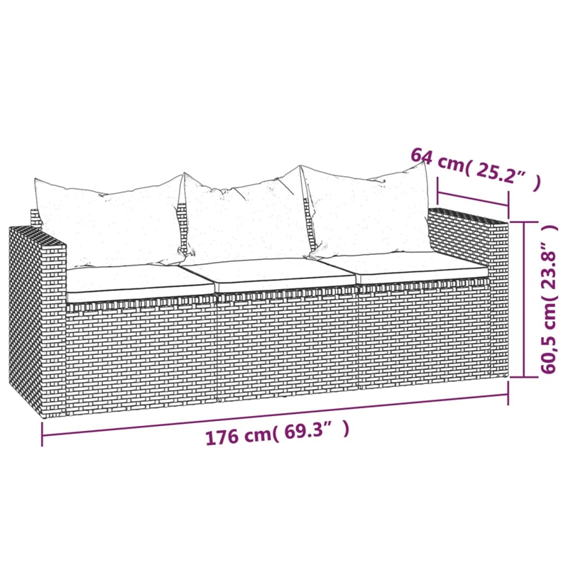 Afuera Living Contemporary Synthetic Poly Rattan Small Lounge Set in Brown/Cream