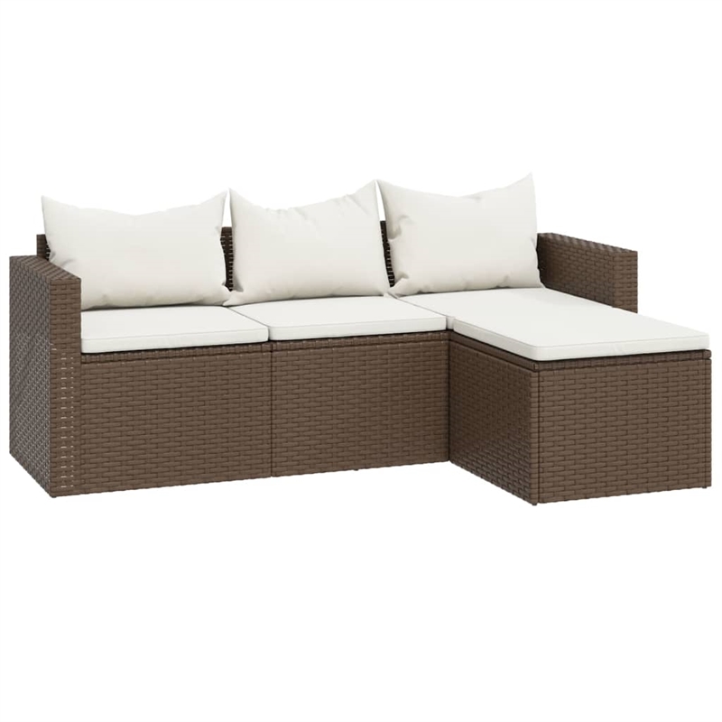 Afuera Living Contemporary Synthetic Poly Rattan Small Lounge Set in Brown/Cream