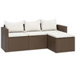 Afuera Living Contemporary Synthetic Poly Rattan Small Lounge Set in Brown/Cream