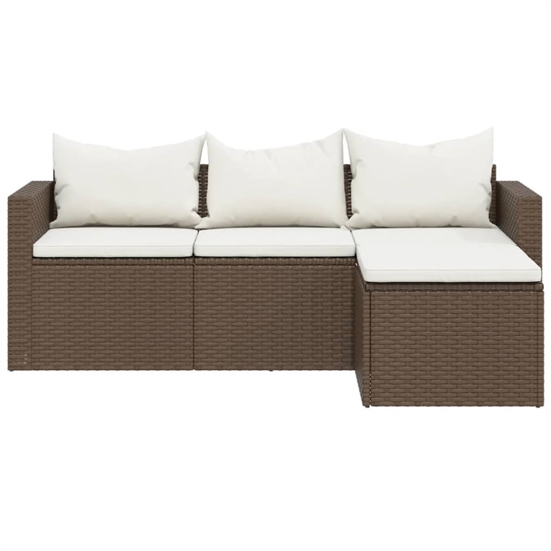 Afuera Living Contemporary Synthetic Poly Rattan Small Lounge Set in Brown/Cream