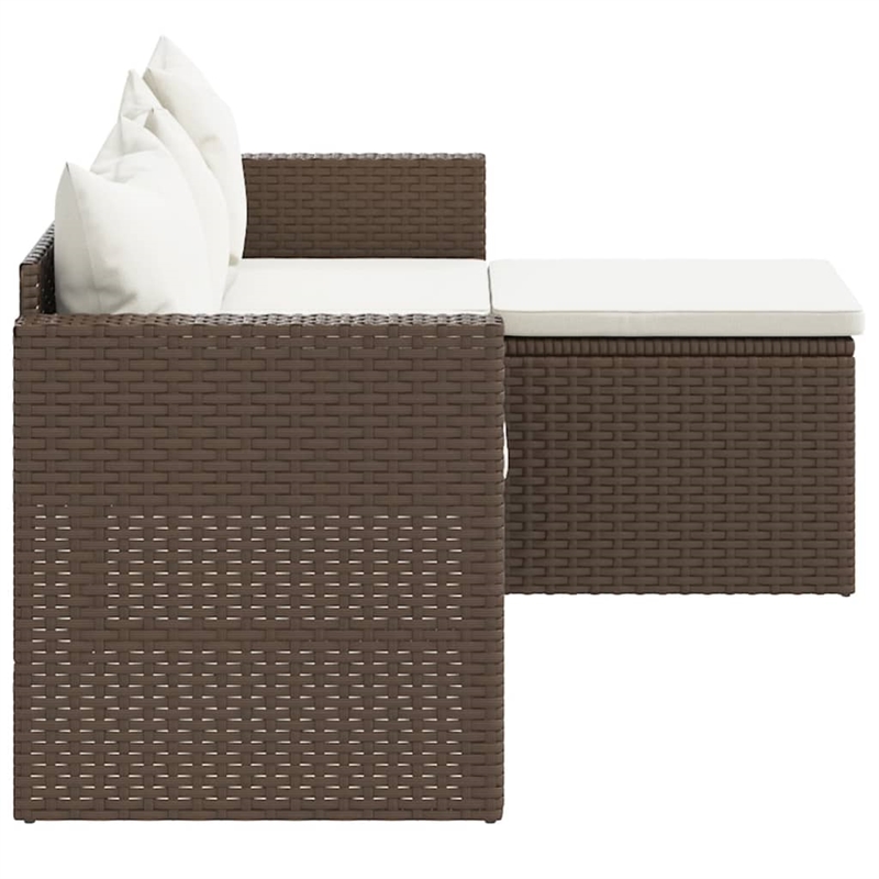 Afuera Living Contemporary Synthetic Poly Rattan Small Lounge Set in Brown/Cream