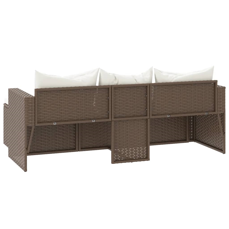 Afuera Living Contemporary Synthetic Poly Rattan Small Lounge Set in Brown/Cream