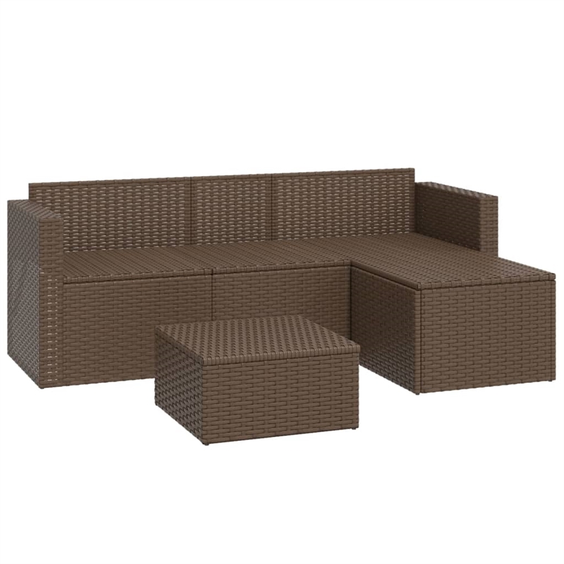 Afuera Living Contemporary Synthetic Poly Rattan Small Lounge Set in Brown/Cream