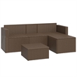 Afuera Living Contemporary Synthetic Poly Rattan Small Lounge Set in Brown/Cream