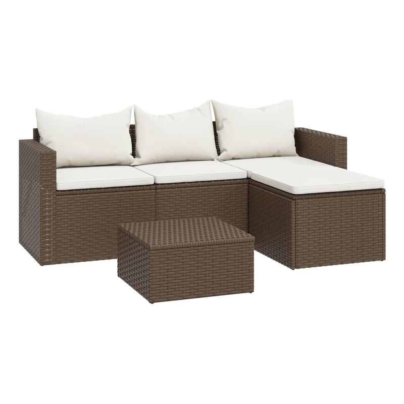 Afuera Living Contemporary Synthetic Poly Rattan Small Lounge Set in Brown/Cream