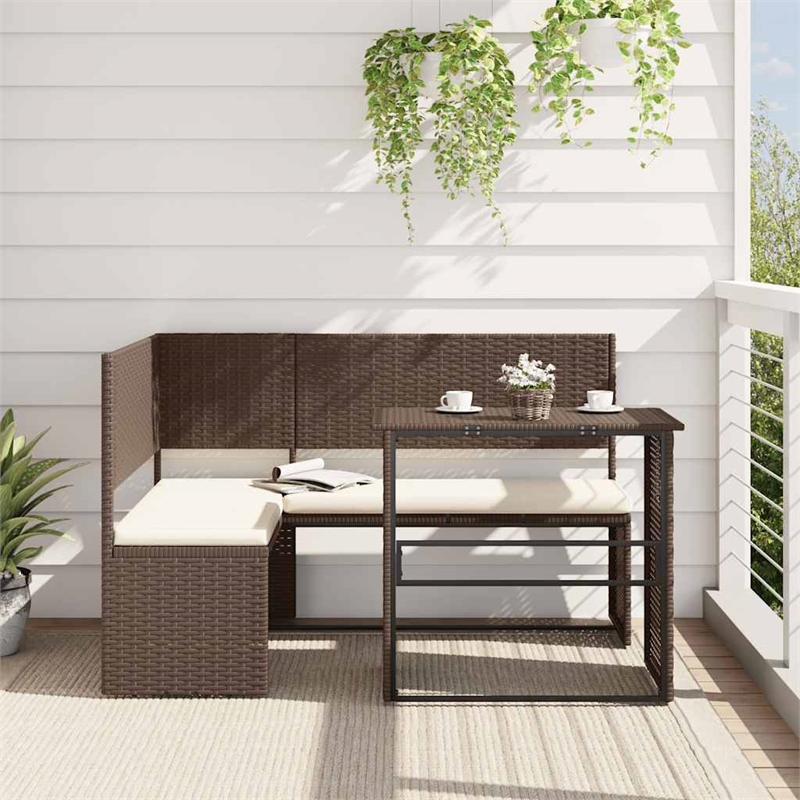 Afuera Living Contemporary Synthetic Poly Rattan Sofa Brown/Cream