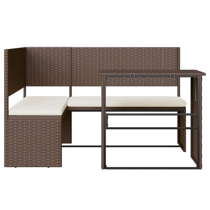 Afuera Living Contemporary Synthetic Poly Rattan Sofa Brown/Cream