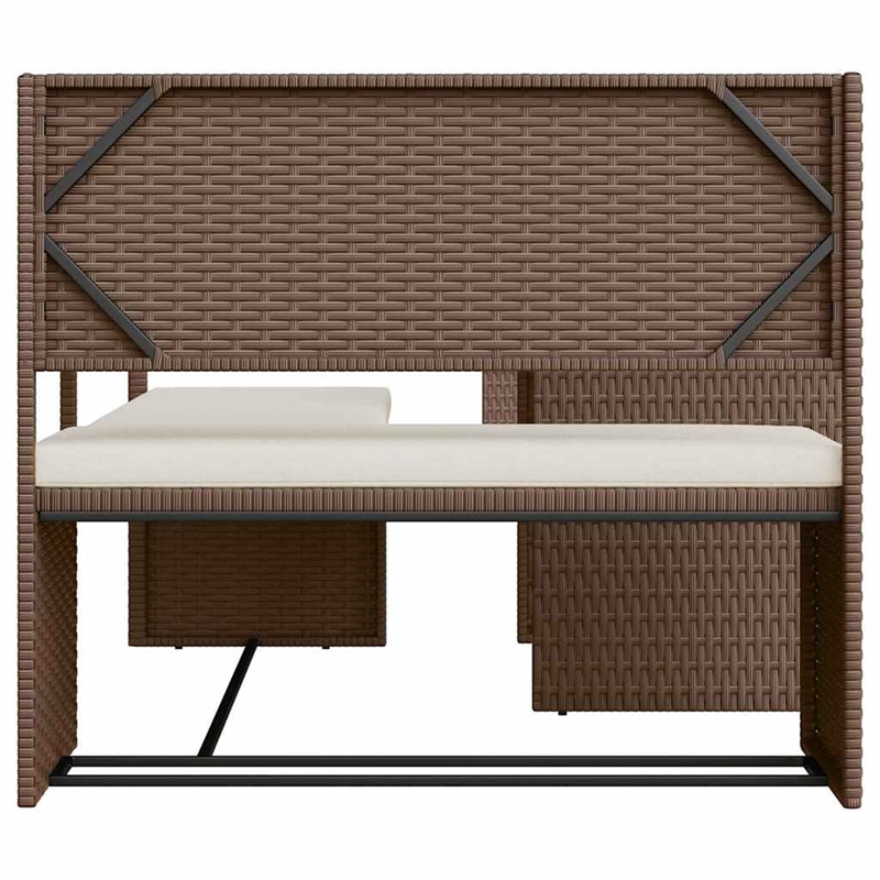 Afuera Living Contemporary Synthetic Poly Rattan Sofa Brown/Cream