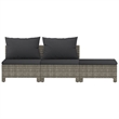 Afuera Living Contemporary 3 Piece Poly Rattan Garden Lounge Set in Gray