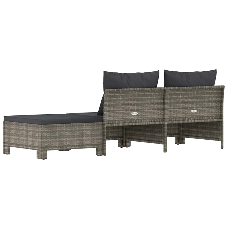 Afuera Living Contemporary 3 Piece Poly Rattan Garden Lounge Set in Gray
