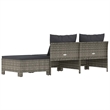 Afuera Living Contemporary 3 Piece Poly Rattan Garden Lounge Set in Gray
