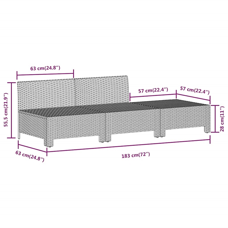 Afuera Living Contemporary 3 Piece Poly Rattan Garden Lounge Set in Gray
