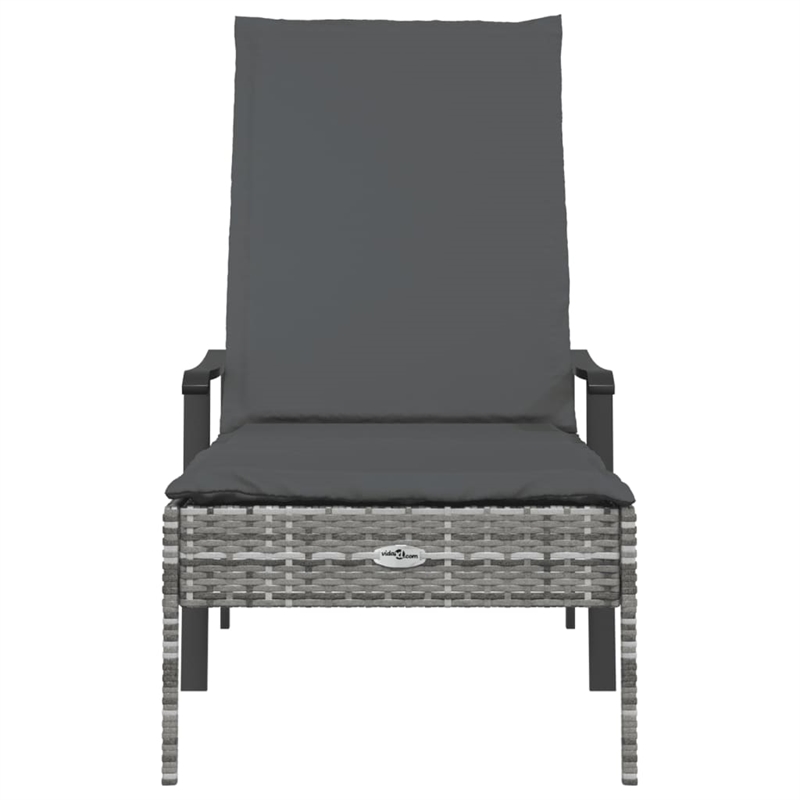 Afuera Living Synthetic Poly Rattan  Sun Lounger with Cushion in Gray