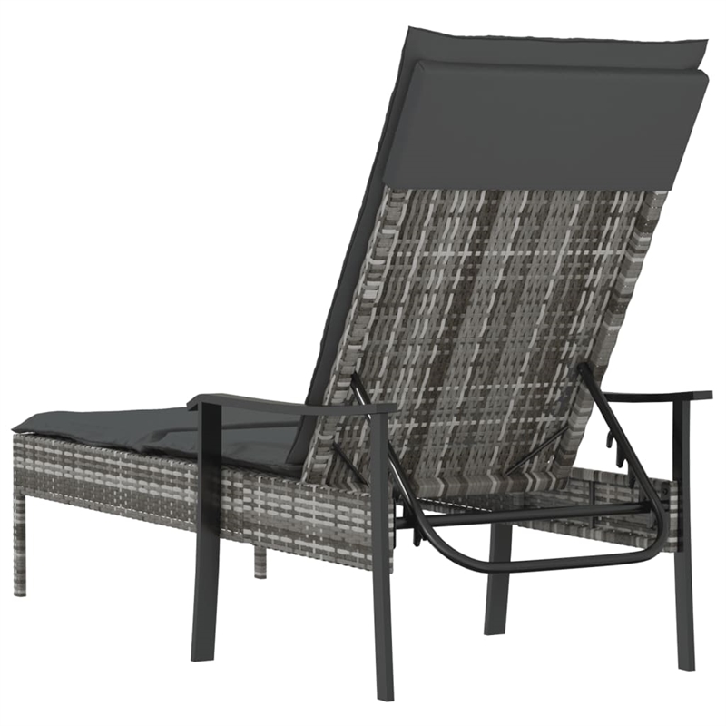 Afuera Living Synthetic Poly Rattan  Sun Lounger with Cushion in Gray