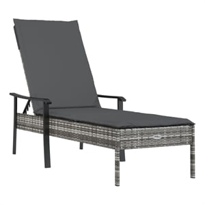 Afuera Living Synthetic Poly Rattan  Sun Lounger with Cushion in Gray
