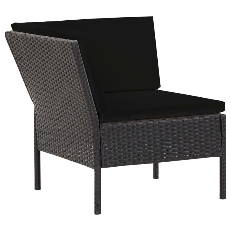 Afuera Living 6 Piece Poly Rattan Garden Lounge Set in Black