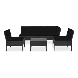 Afuera Living 6 Piece Poly Rattan Garden Lounge Set in Black
