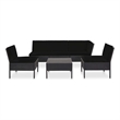 Afuera Living 6 Piece Poly Rattan Garden Lounge Set in Black