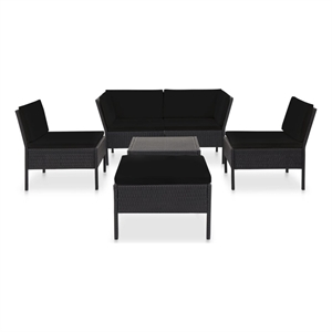 Afuera Living Contemporary 6 Piece Steel Garden Lounge Set in Black