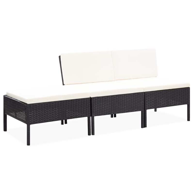 Afuera Living Contemporary Poly Rattan Medium Garden Lounge Set in Black