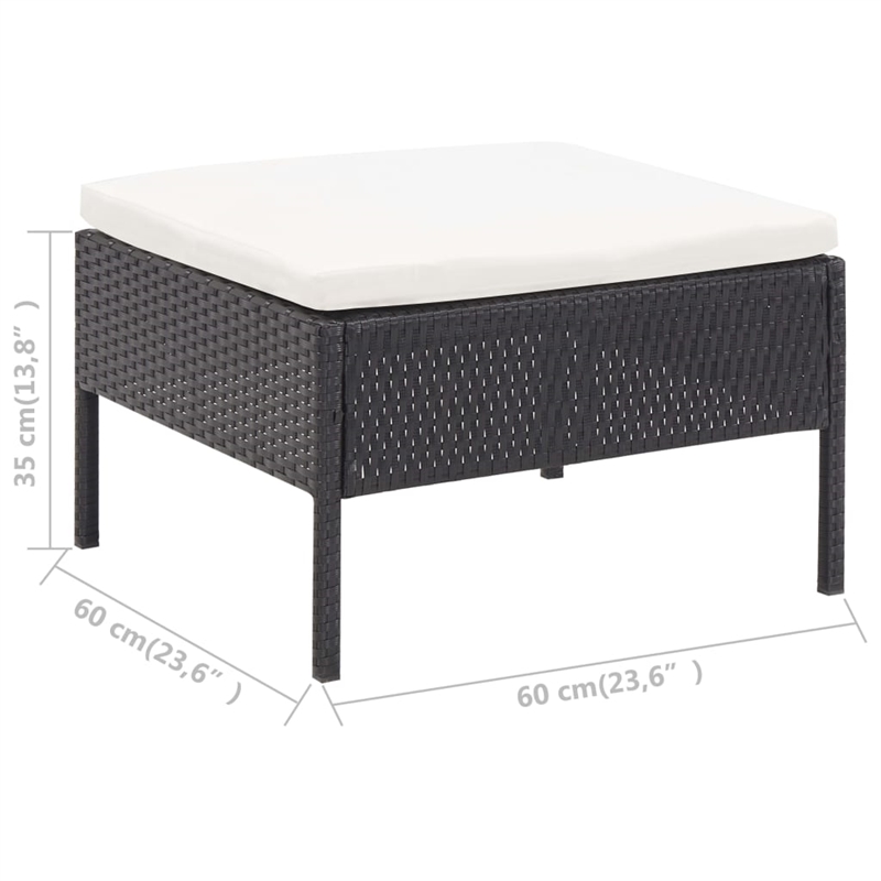 Afuera Living Contemporary Poly Rattan Medium Garden Lounge Set in Black