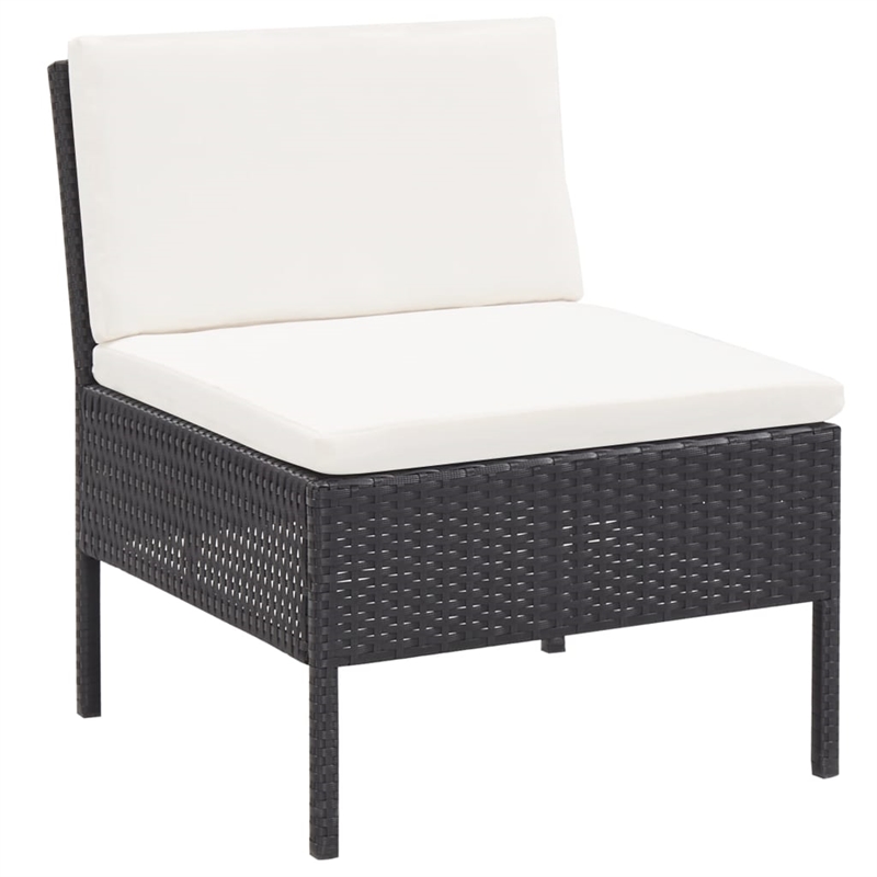Afuera Living Contemporary Poly Rattan Medium Garden Lounge Set in Black
