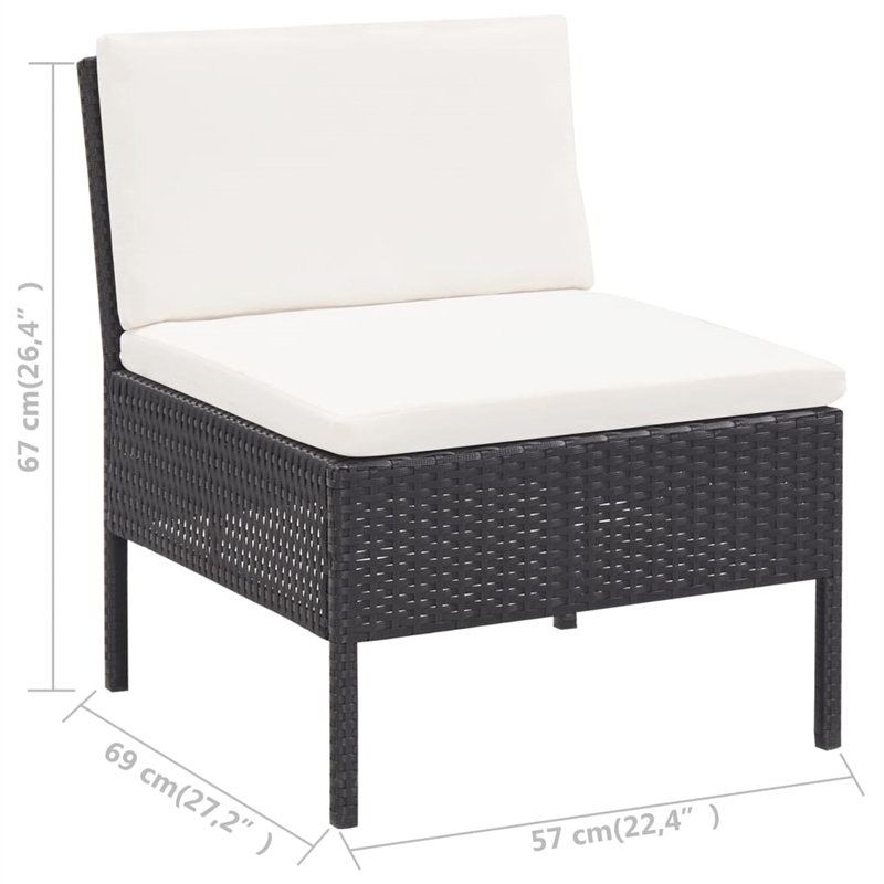 Afuera Living Contemporary Poly Rattan Medium Garden Lounge Set in Black