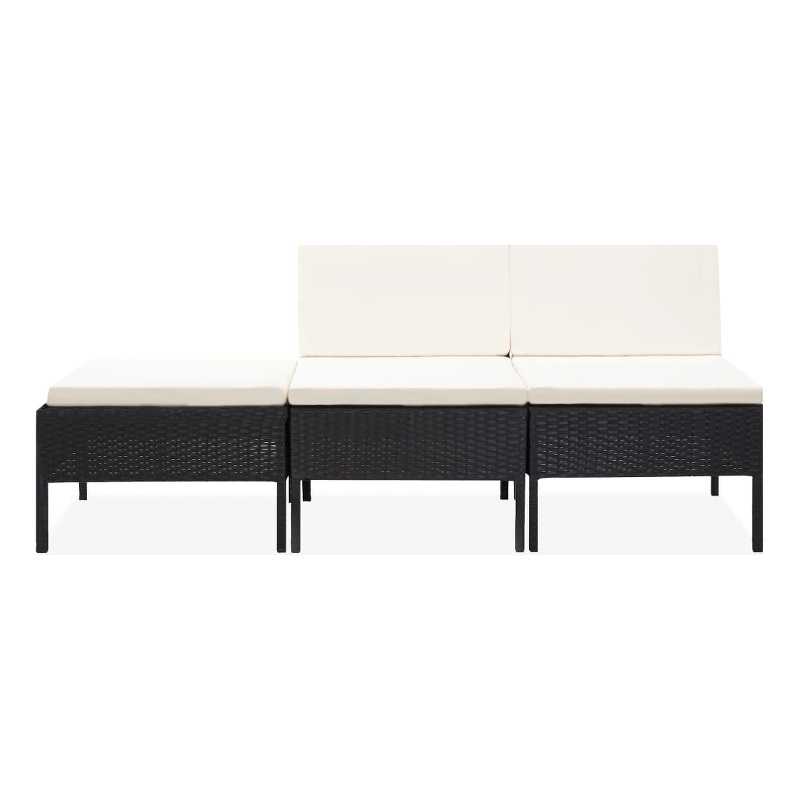 Afuera Living Contemporary Poly Rattan Medium Garden Lounge Set in Black