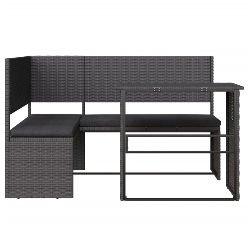 Afuera Living Contemporary Synthetic Poly Rattan Small Sofa in Black