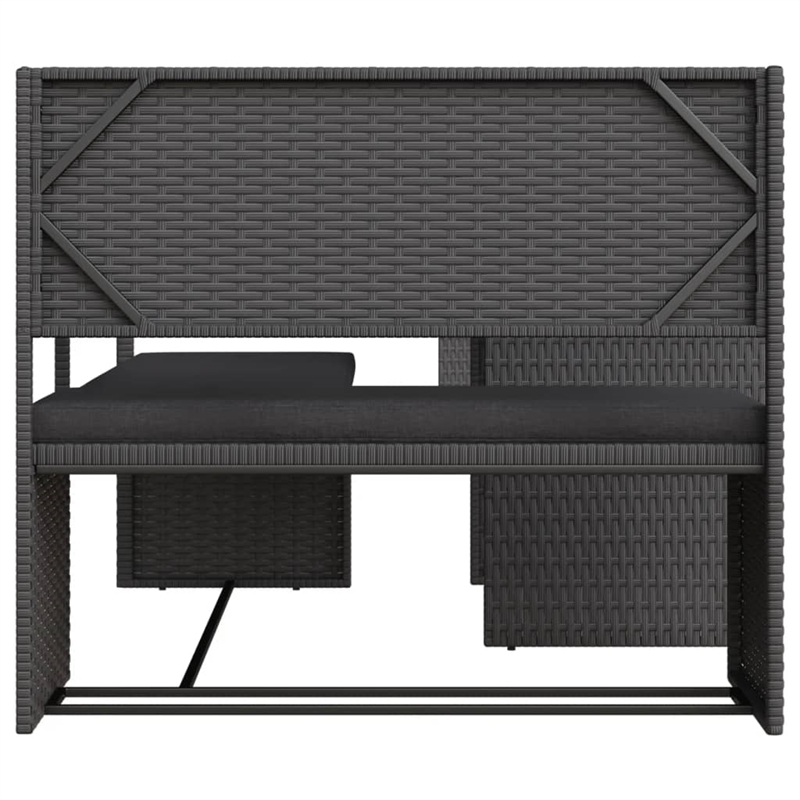 Afuera Living Contemporary Synthetic Poly Rattan Small Sofa in Black
