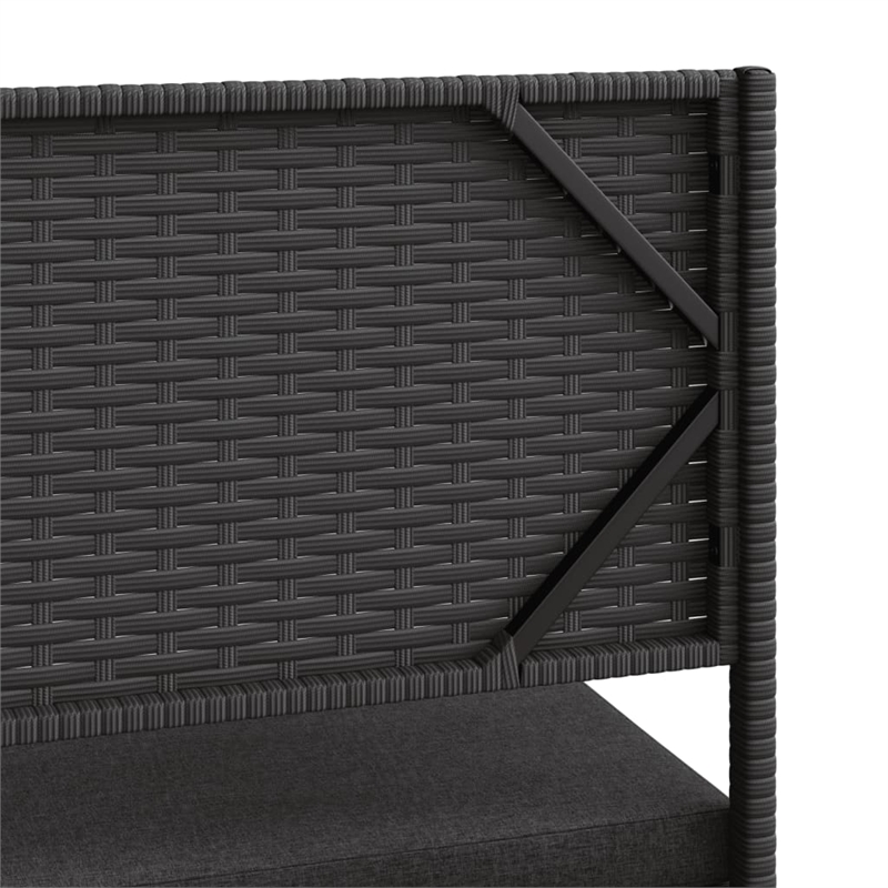 Afuera Living Contemporary Synthetic Poly Rattan Small Sofa in Black