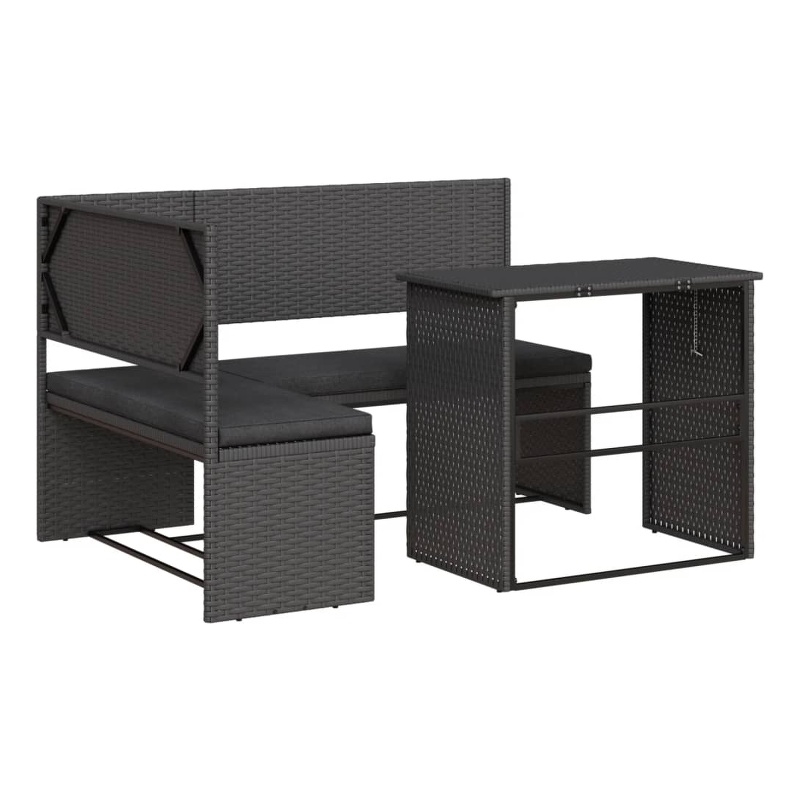 Afuera Living Contemporary Synthetic Poly Rattan Small Sofa in Black