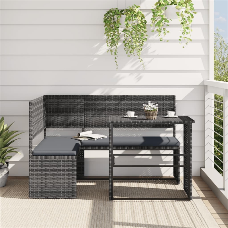Afuera Living Contemporary Synthetic Poly Rattan Sofa in Gray