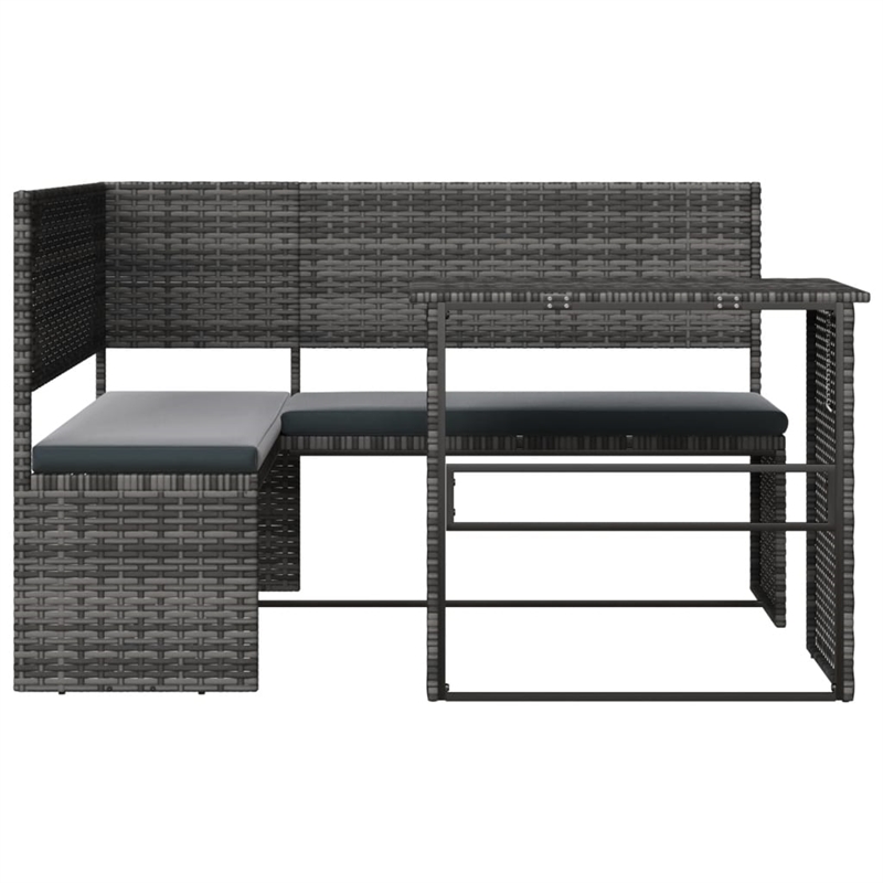 Afuera Living Contemporary Synthetic Poly Rattan Sofa in Gray
