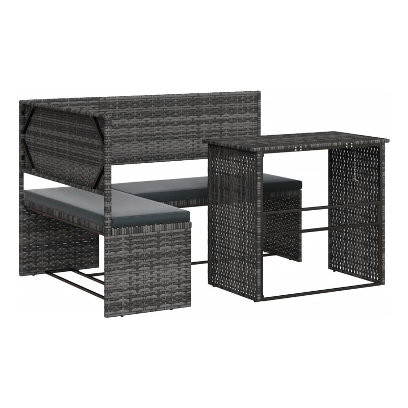 Afuera Living Contemporary Synthetic Poly Rattan Sofa in Gray