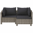 Afuera Living Contemporary 3 Piece Poly Rattan Garden Lounge Set in Gray