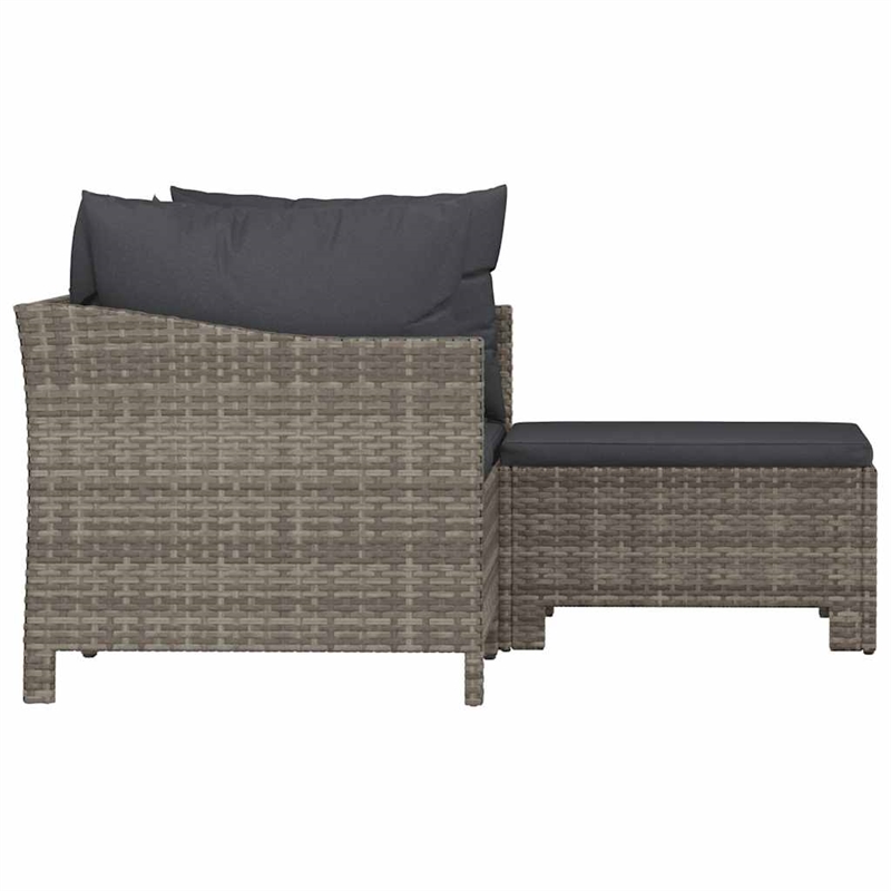 Afuera Living Contemporary 3 Piece Poly Rattan Garden Lounge Set in Gray