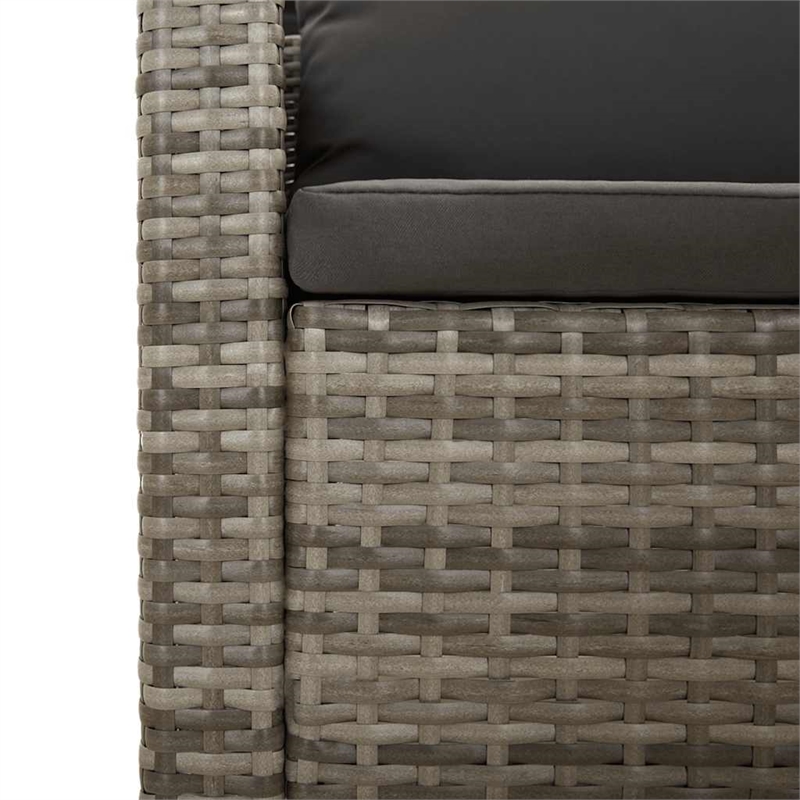 Afuera Living Contemporary 3 Piece Poly Rattan Garden Lounge Set in Gray