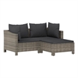 Afuera Living Contemporary 3 Piece Poly Rattan Garden Lounge Set in Gray