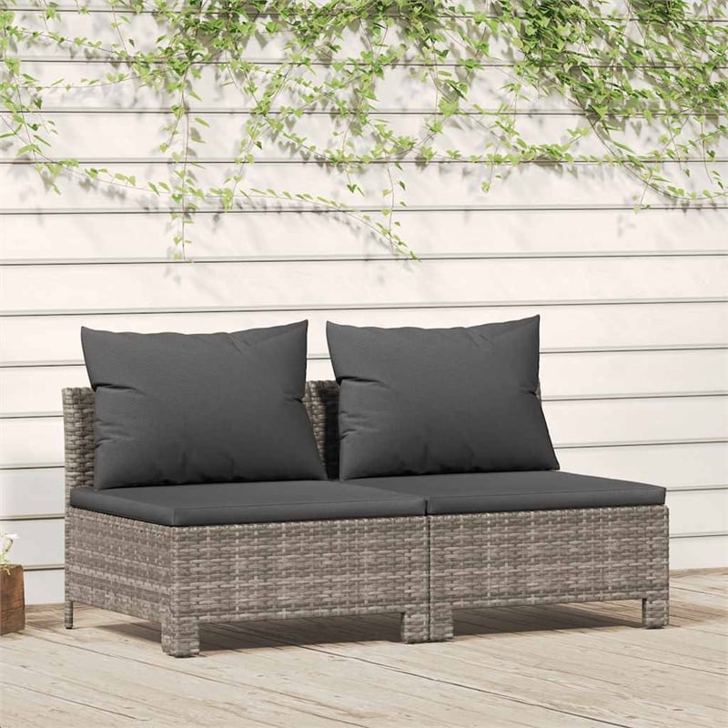 Afuera Living Contemporary Synthetic Poly Rattan Sofa in Gray