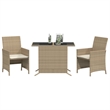 Afuera Living Contemporary 3 Piece Poly Rattan Small Bistro Set in Beige