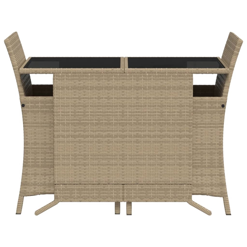 Afuera Living Contemporary 3 Piece Poly Rattan Small Bistro Set in Beige
