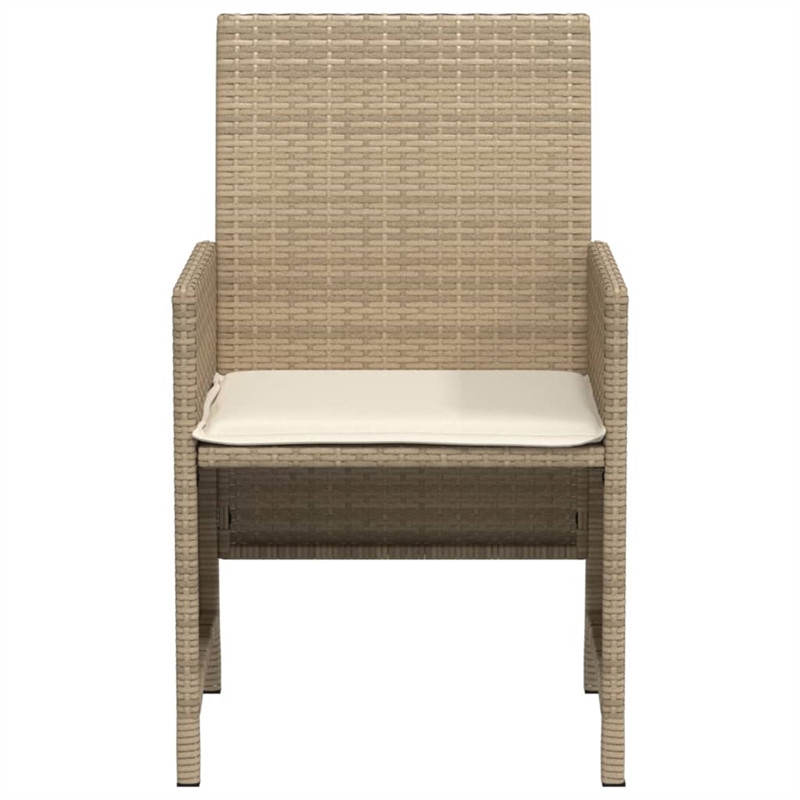 Afuera Living Contemporary 3 Piece Poly Rattan Small Bistro Set in Beige