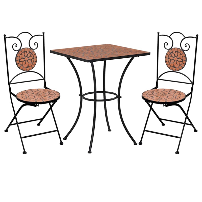 Afuera Living Powder-Coated Iron Small Bistro Set in Terracotta