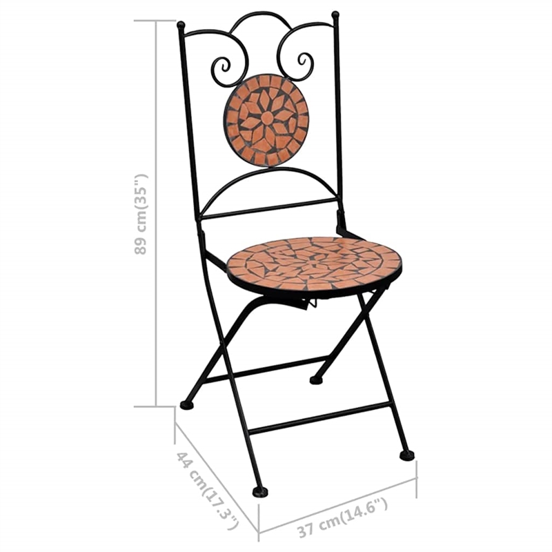 Afuera Living Powder-Coated Iron Small Bistro Set in Terracotta