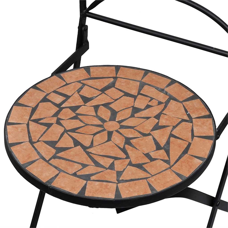 Afuera Living Powder-Coated Iron Small Bistro Set in Terracotta