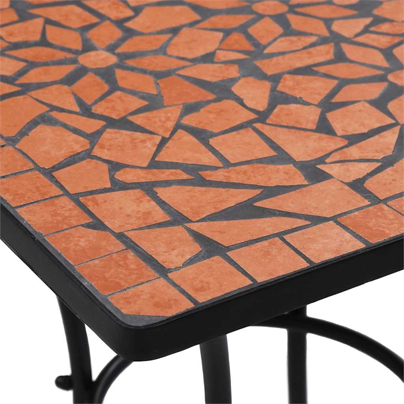 Afuera Living Powder-Coated Iron Small Bistro Set in Terracotta