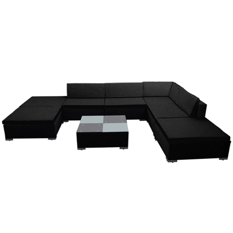 Afuera Living 8 Piece Poly Rattan Large Garden Lounge Set in Black