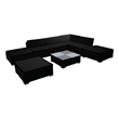 Afuera Living 8 Piece Poly Rattan Large Garden Lounge Set in Black