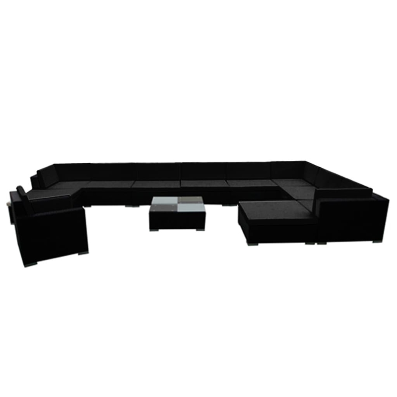 Afuera Living Contemporary 12 Piece Poly Rattan Lounge Set in Black